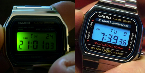 Casio A158 vs A168 Electroluminiscente 