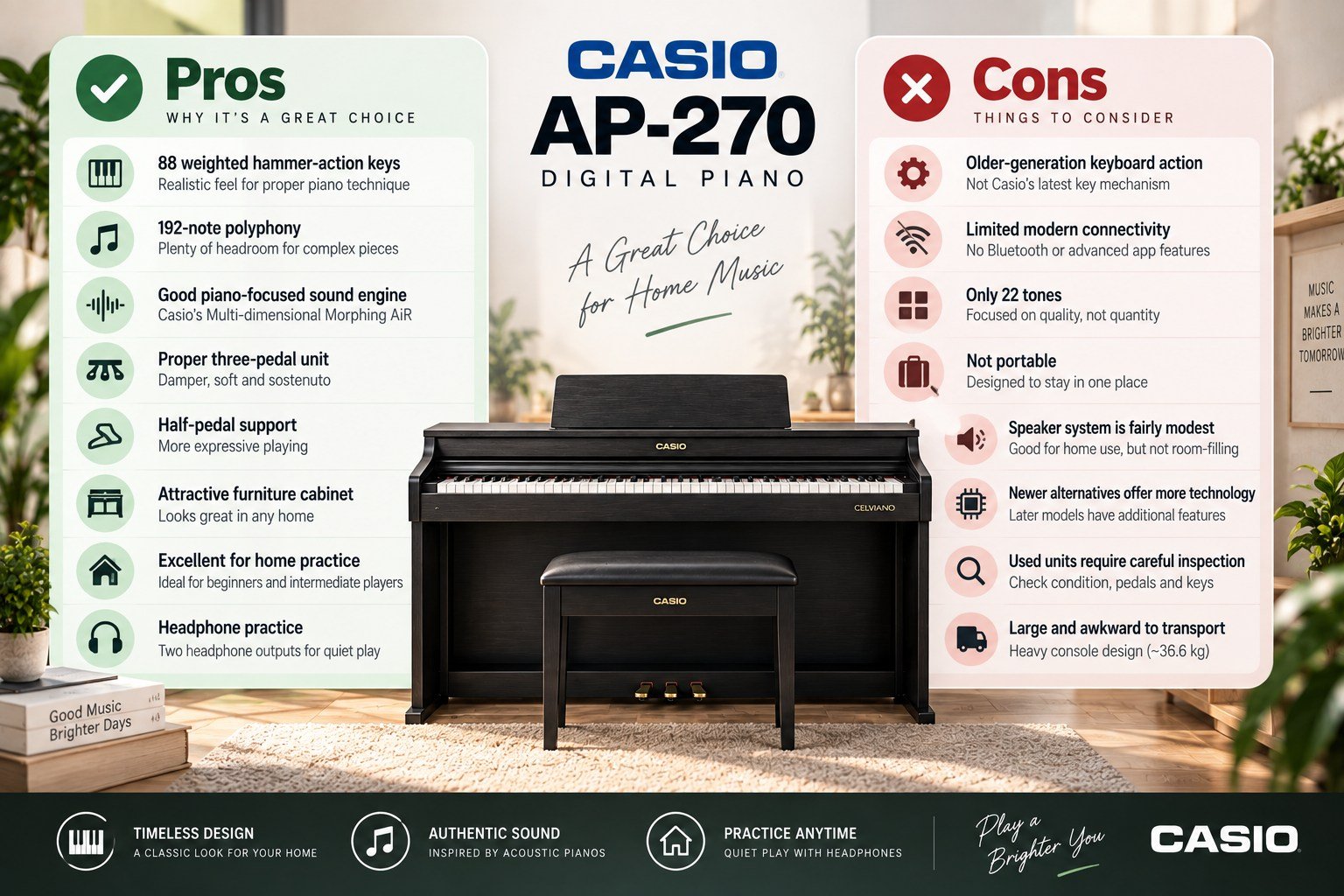 Ventajas y desventajas del Casio AP-270